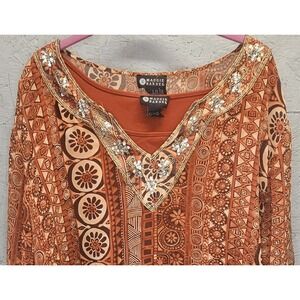 Maggie Barnes Womens Geometric Pattern 2pc Blouse 4x (30/34) Plus Size Vtg